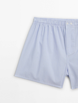 Massimo Dutti Трусы-боксеры из хлопка и волоску, небесно-голубой