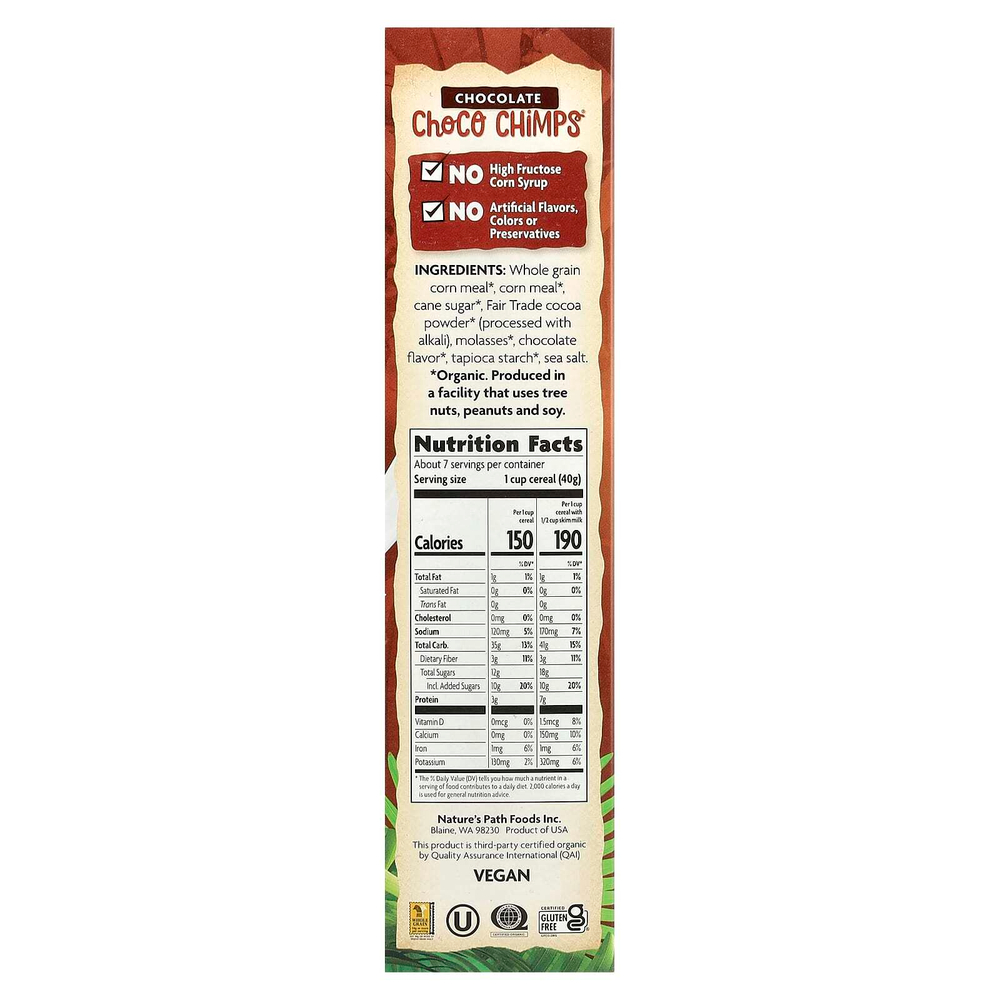 Nature's Path, Envirokidz, Choco Chimps, органический сухой завтрак, шоколад, 284 г (10 унций)