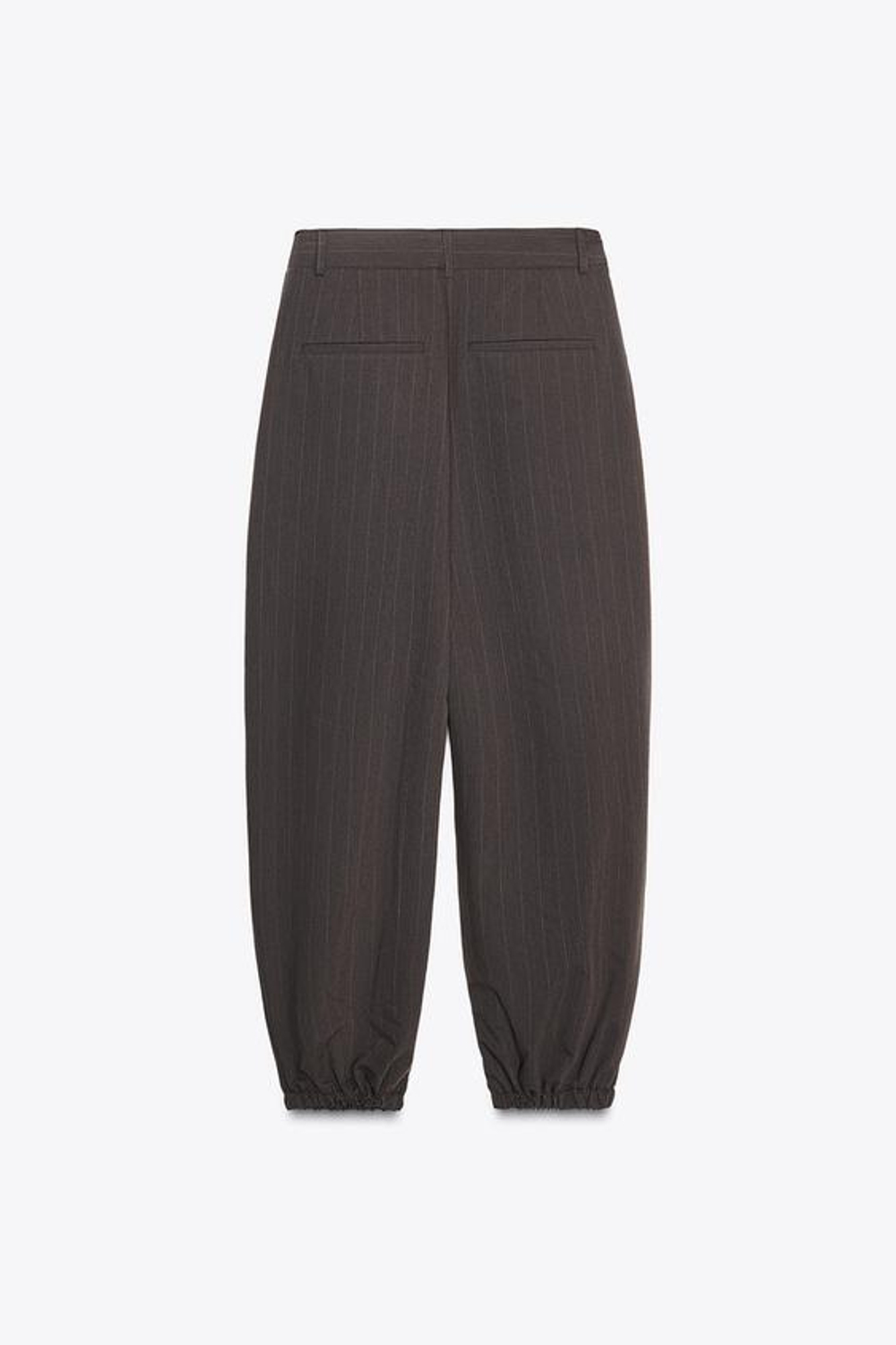 ZARA БРЮКИ-БАГГИ В ТОНКУЮ ПОЛОСКУ СО СКЛАДКАМИ, КОРИЧНЕВЫЙ