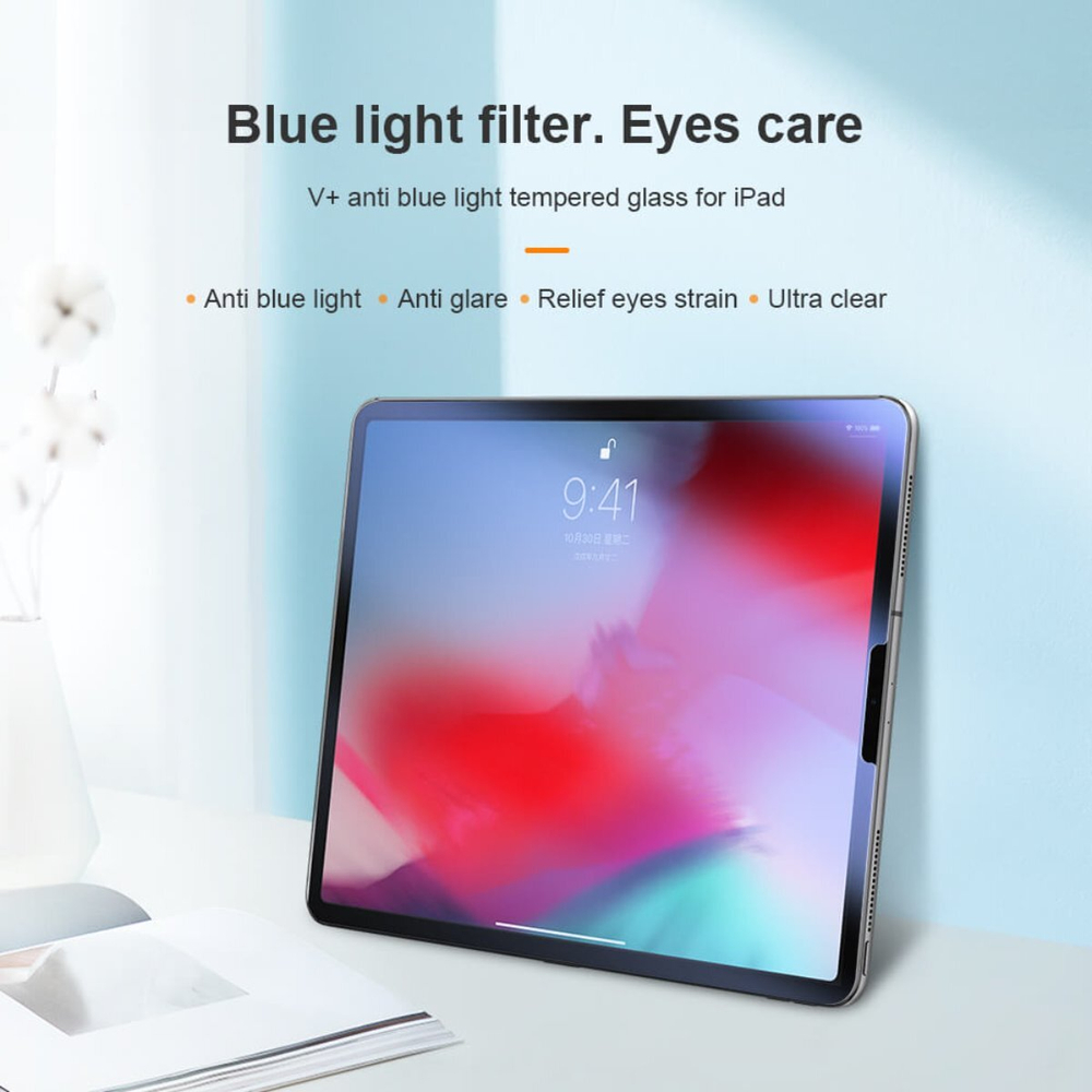 Защитное стекло с закругленными краями Nillkin V+ Anti Blue для для iPad Pro 11 (2018,2020,2021,2022)