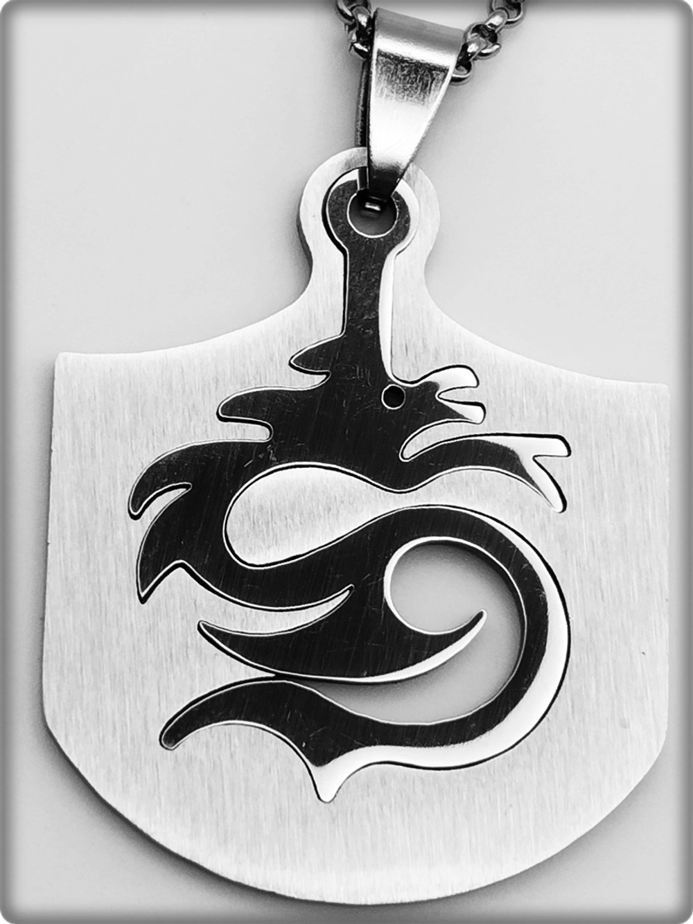 Кулон стальной "Дракон" на цепочке.