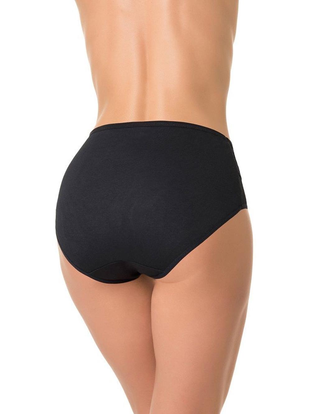 Трусики-слипы с высокой посадкой и кружевом (Размер: XXXL) (Цвет: черный)