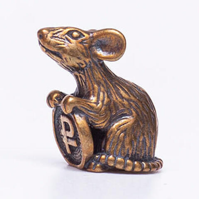 Кошельковая мышка с монеткой талисман 1 см