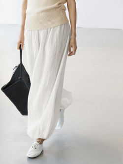 Massimo Dutti Льняные брюки-саруэль, экрю