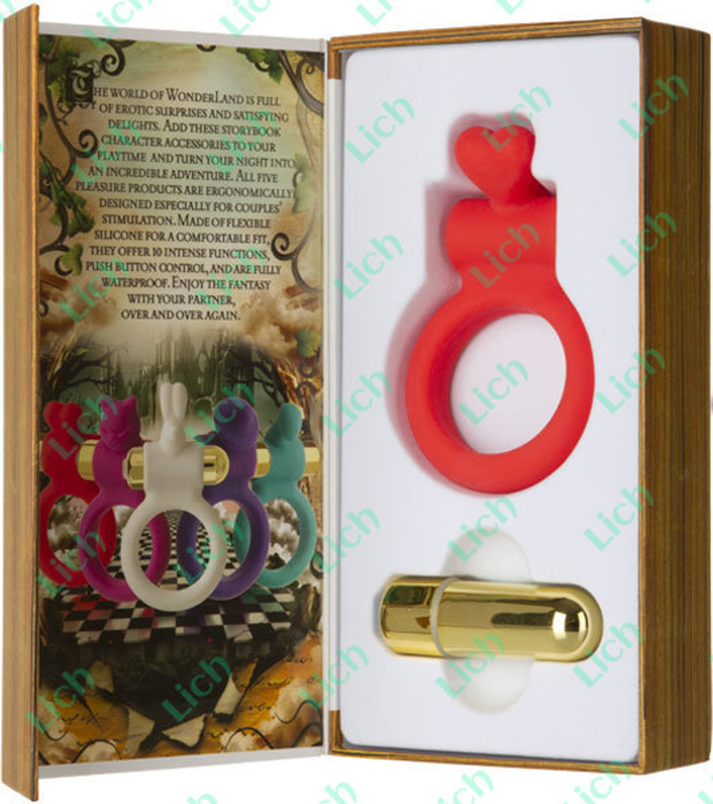 Красное эрекционное кольцо с вибростимулятором клитора Райское сердечко, 5.3 см