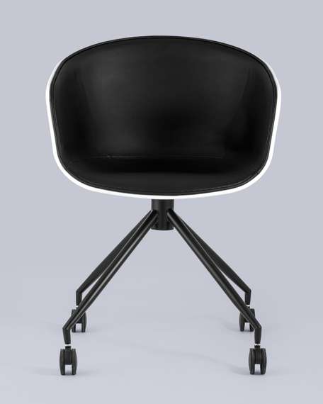 Офисный стул Hey, белый, черная экокожа