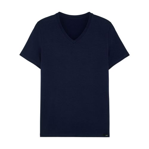 Мужская футболка темно-синяя HOM TENCEL SOFT Tee-Shirt V Neck 402466_4000RA