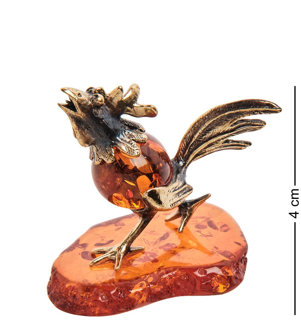 Народные промыслы AM- 766 Фигурка «Петух» (латунь, янтарь)