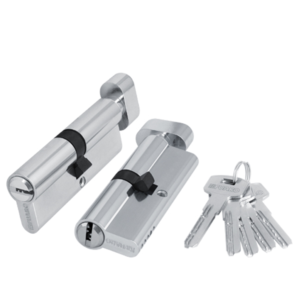 Цилиндр. механизм 2000ZMKnob90 (40+10+40) CP хром 5Key c вертушкой