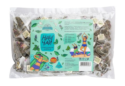 Наш чай зеленый с мятой 100 пирамидок, ТМ ТРАВЫ ГОРНОГО КРЫМА