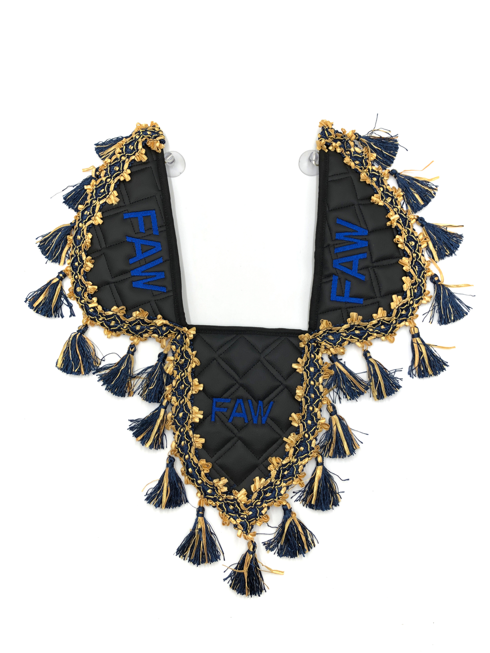 Вымпел тройной FAW (экокожа, черный с синими кисточками)