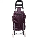 Тележка хозяйственная с сумкой (95*33*30см, колеса 16см, до 30 кг.) горошек, коричневая