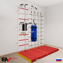 Шведская стенка Sv Sport усиленная 67470 (Турник стандарт/Брусья/Канат/Кольца/Цепь/Мешок 30кг/Мат 2м/Канатный лаз)