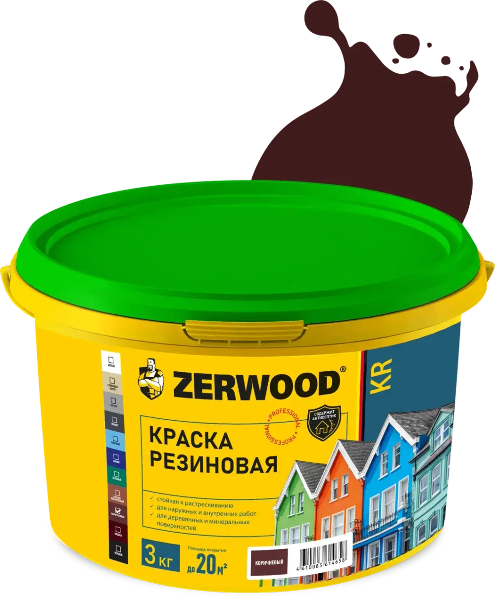ZERWOOD KR Краска резиновая Коричневая 3кг (ИжСинтез)