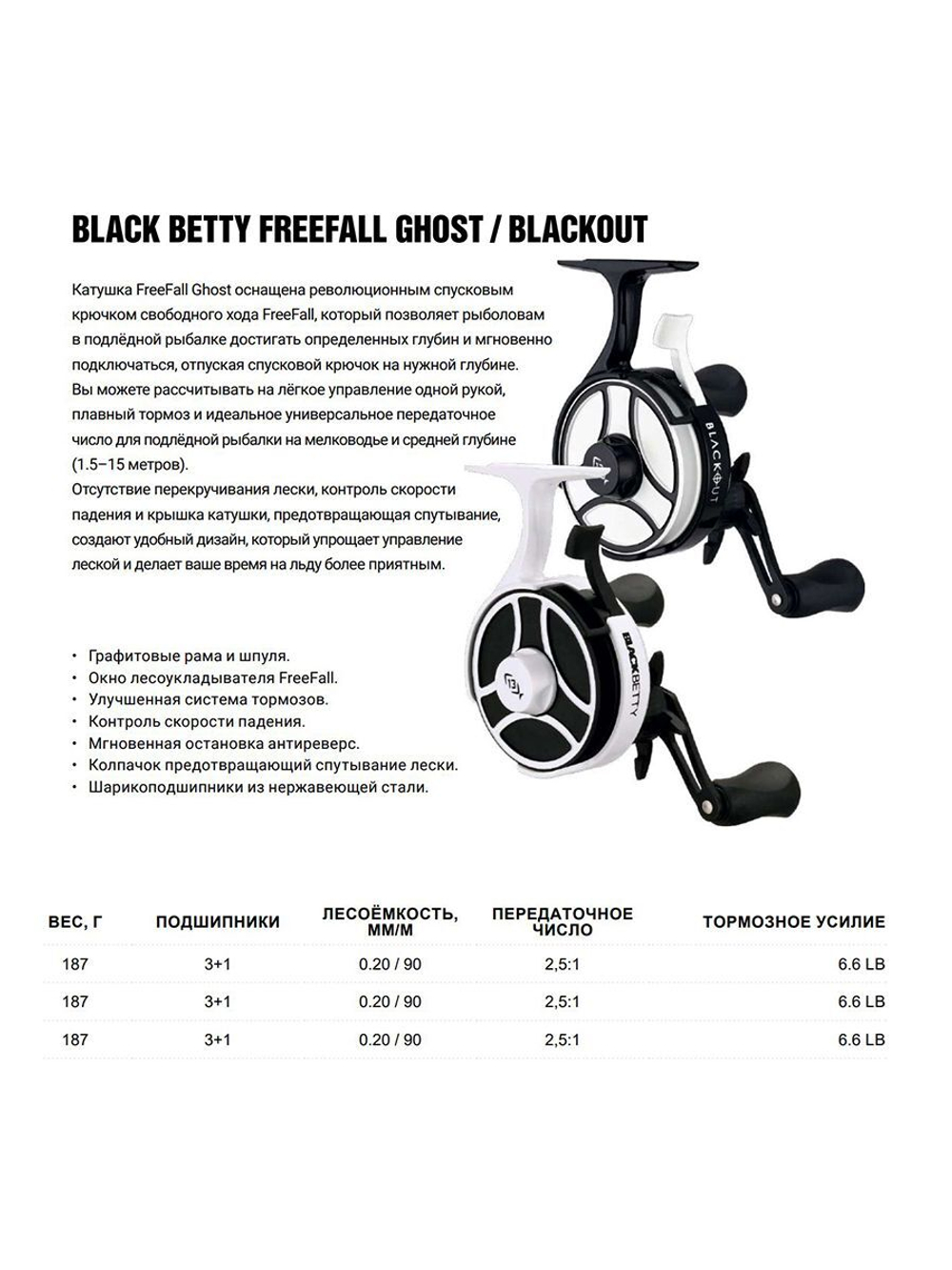 Катушка инерционная Black Betty FreeFall