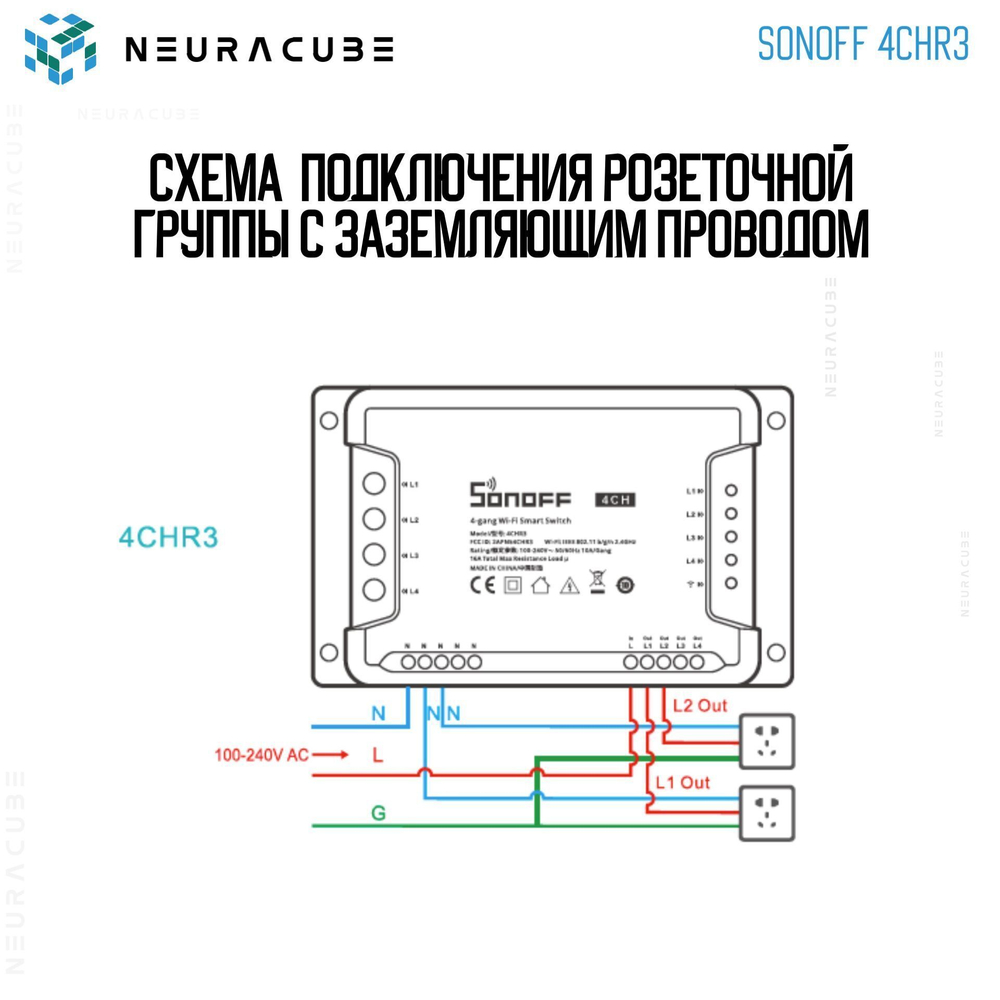 WiFi Реле Sonoff 4CHR3 (Работает с Алисой)