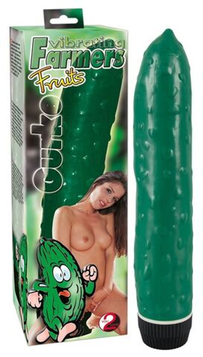 Зеленый вибромассажер в виде огурца - 21 см. (Цвет: зеленый)