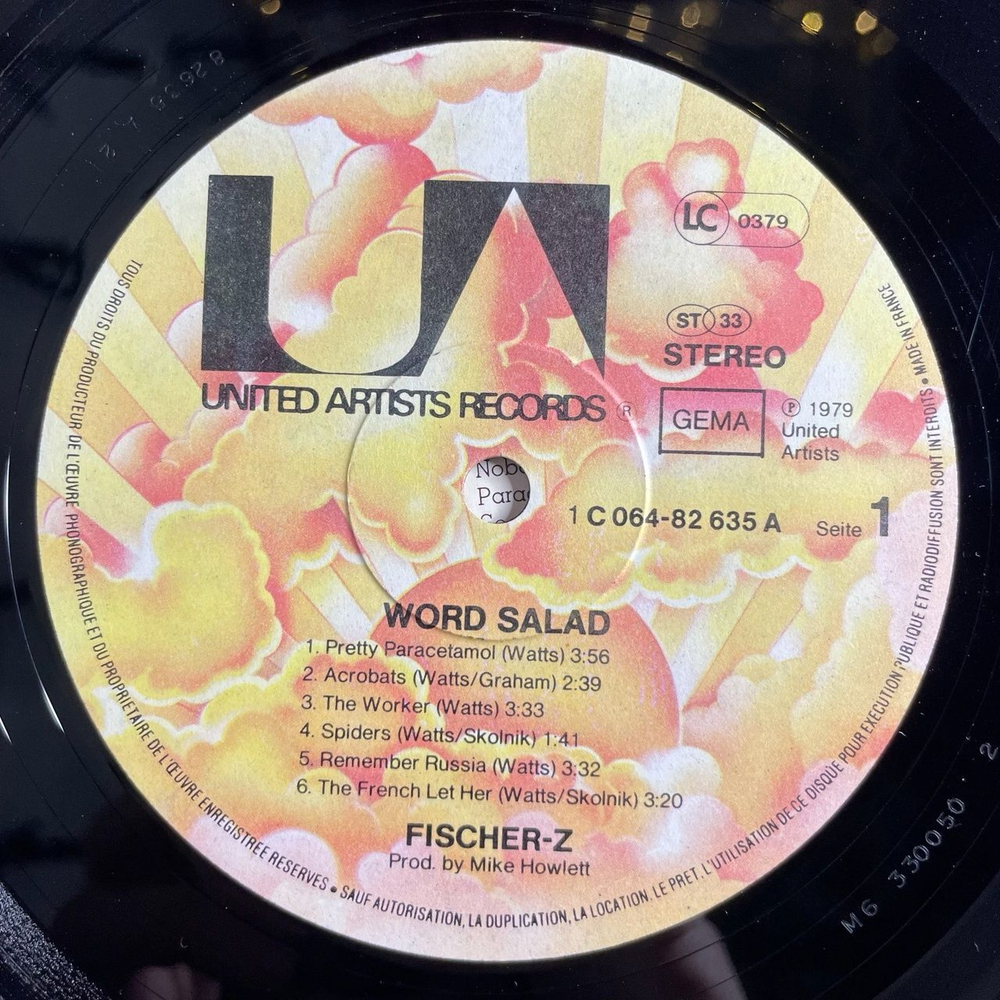 Винтажная виниловая пластинка LP Fischer Z Word Salad (Germany 1979)