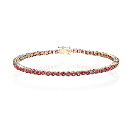 Браслет с родолитом из жёлтого золота 585 пробы JA-B-332622-1