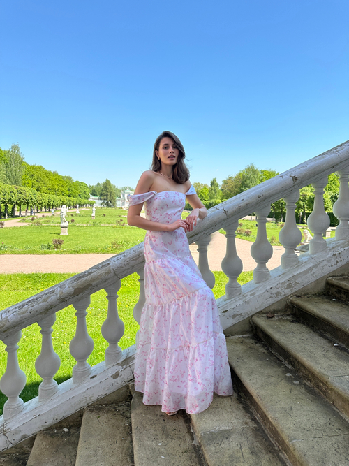 Юбка из тенселя макси с розами