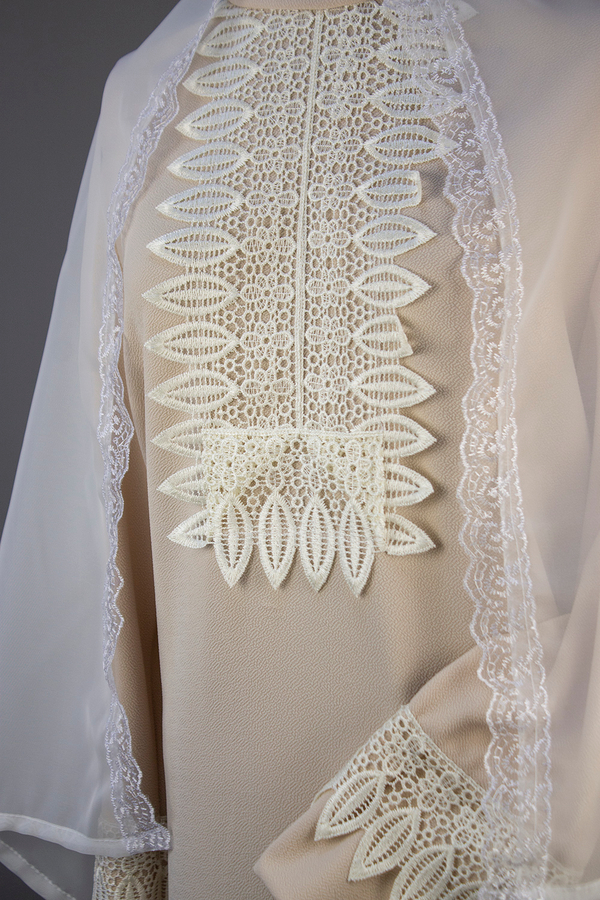 Платье ритуальное "Элит-2" с шарфом бежевое (трикотаж)