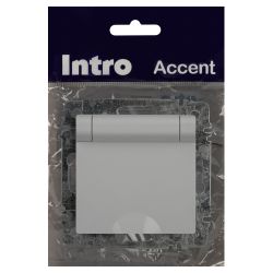 Розетка Intro Accent 6-203-01 с заземлением 2P+E Schuko с крышкой 16А-250В IP20 СУ AL/CU белый | Intro