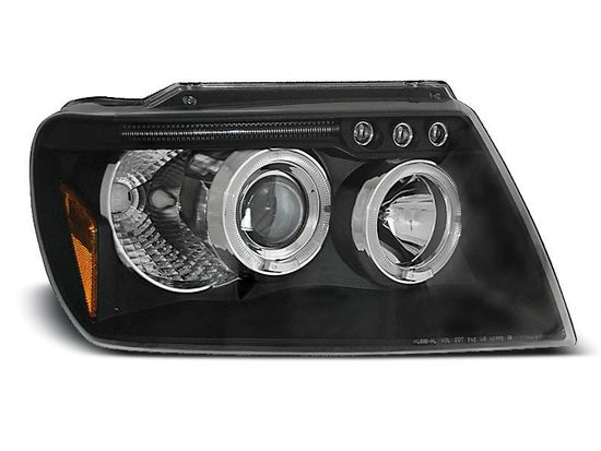 Передние фары Jeep Grand Cherokee WJ angel eyes black