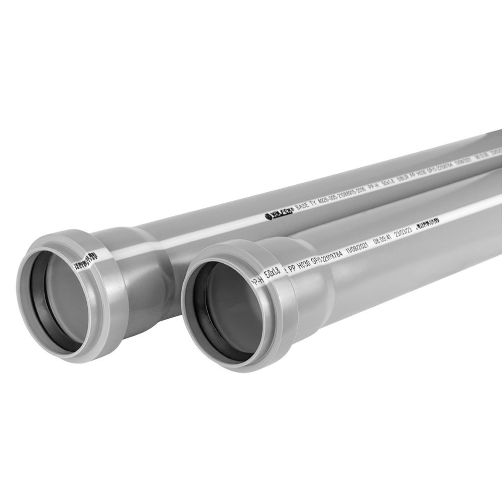 Труба VALFEX канализационная ПП 110* 750 мм с раструбом серая