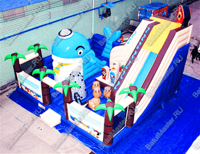 Коммерческий надувной батут "Акула и пираты"