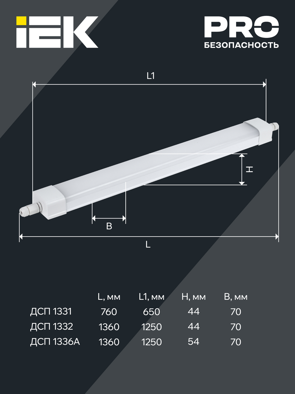 LIGHTING PRO Светильник светодиодный ДСП 1331 18Вт 5000К IP65 600мм IEK