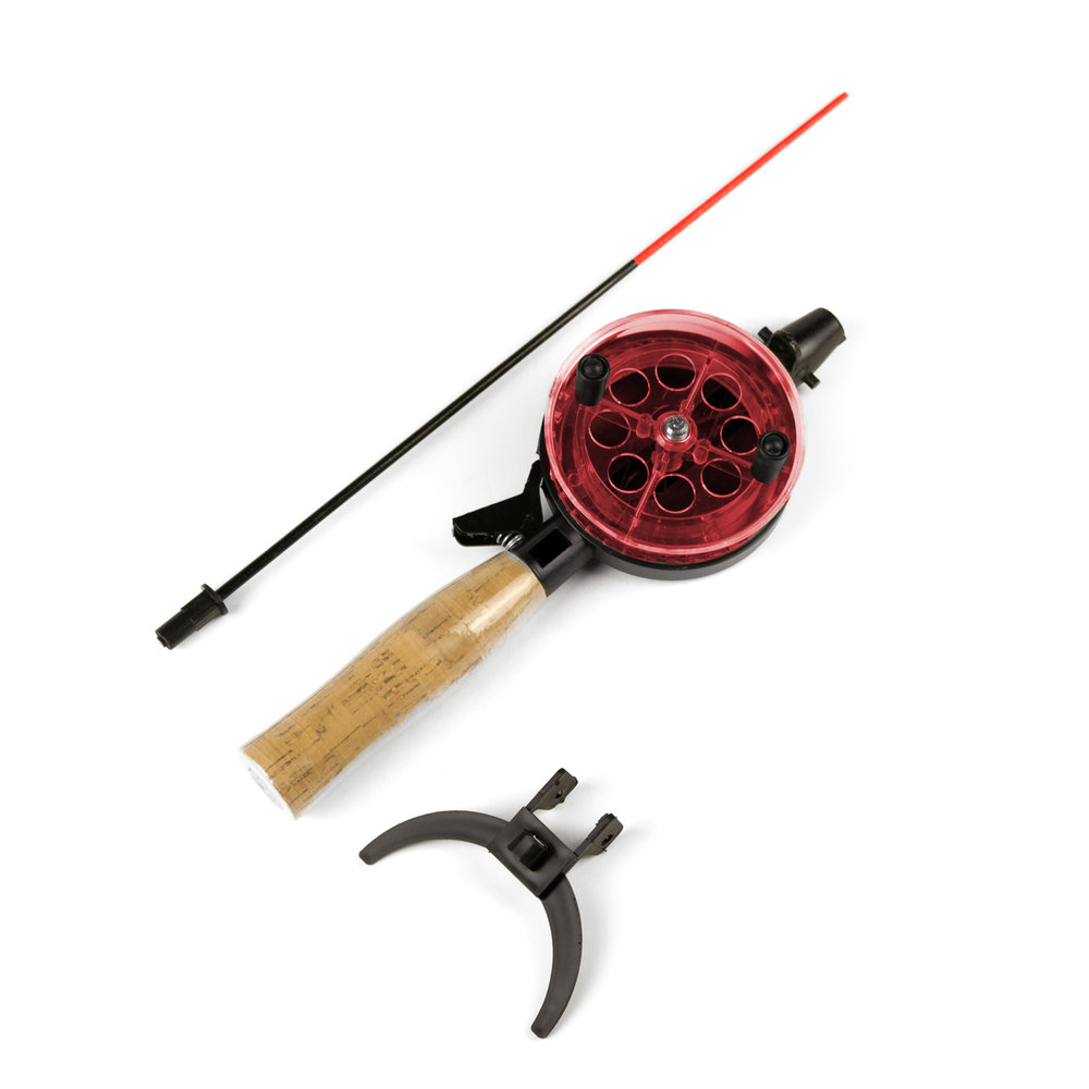 Удочка зимняя Три Кита Техно d-75, с пробковой ручкой (хлыст стекловолокно), Красная