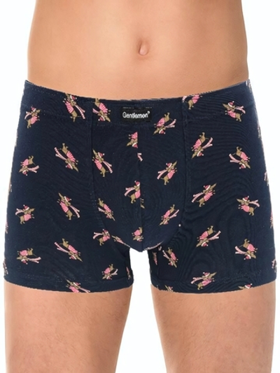 Мужские трусы-боксеры с принтом в виде такс (Размер: XL) (Цвет: темно-синий)