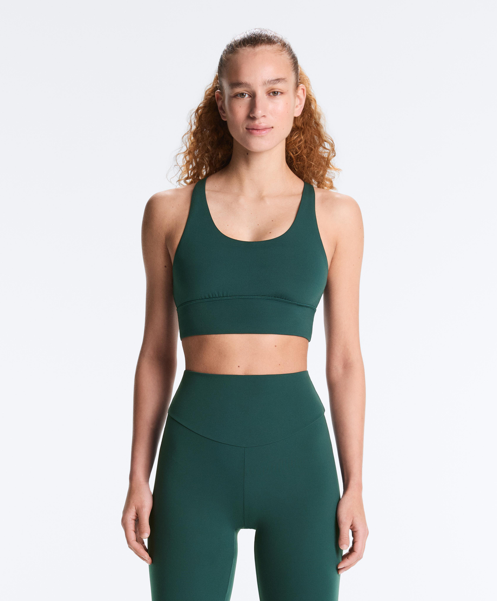 Oysho Спортивный бюстгальтер с бретелями на спине, бутылочный