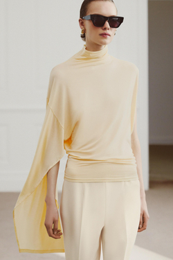 ZARA ТОП АСИММЕТРИЧНОГО КРОЯ ИЗ СТРУЯЩЕЙСЯ ТКАНИ, ЦВЕТ СЛИВОЧНОГО МАСЛА