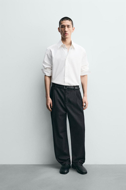 ZARA ДЖИНСОВЫЕ БРЮКИ ЧИНОС СО СКЛАДКАМИ, ИНДИГО