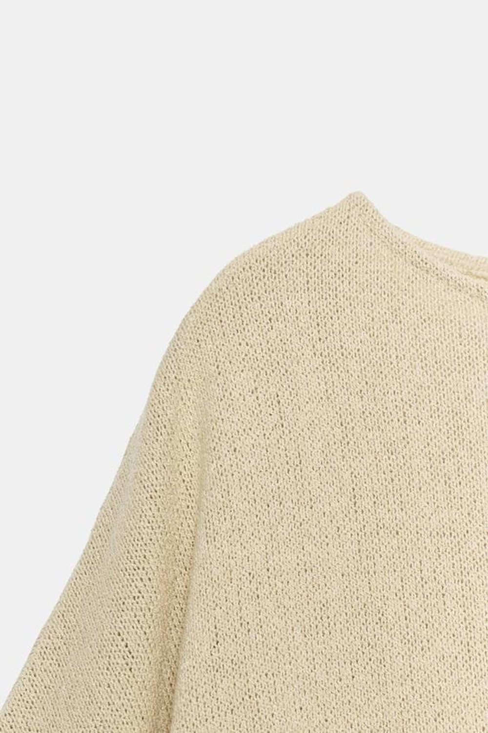 ZARA ТОП В РУСТИКАЛЬНОМ СТИЛЕ С КОРОТКИМИ РУКАВАМИ, СВЕТЛО-БЕЖЕВЫЙ