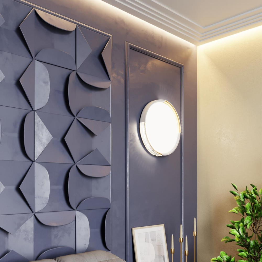 7612/DL PALE SN 032 Потолочный светодиодный светильник/белый/золотистый LED 48Вт c ДУ 3000-6000К D400 IP43 пульт ДУ VELIO