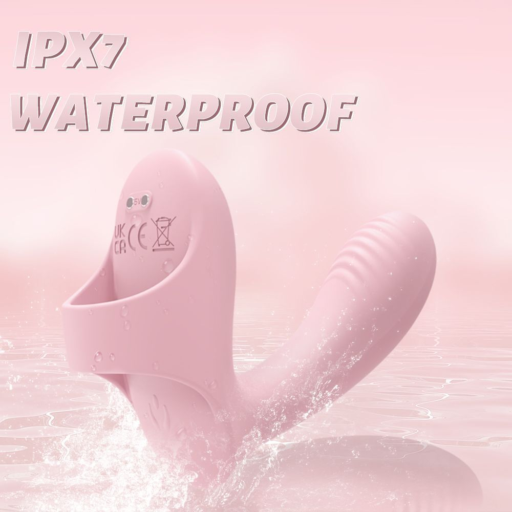 Нежно-розовый вибромассажер с петелькой на палец (Цвет: нежно-розовый)