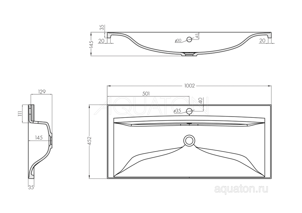 Раковина AQUATON Айрис 100 белая 1A723031AG010