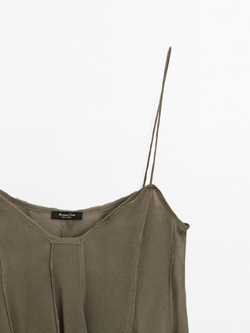 Massimo Dutti Расклешенный топ свободного кроя на бретелях, кротово-коричневый