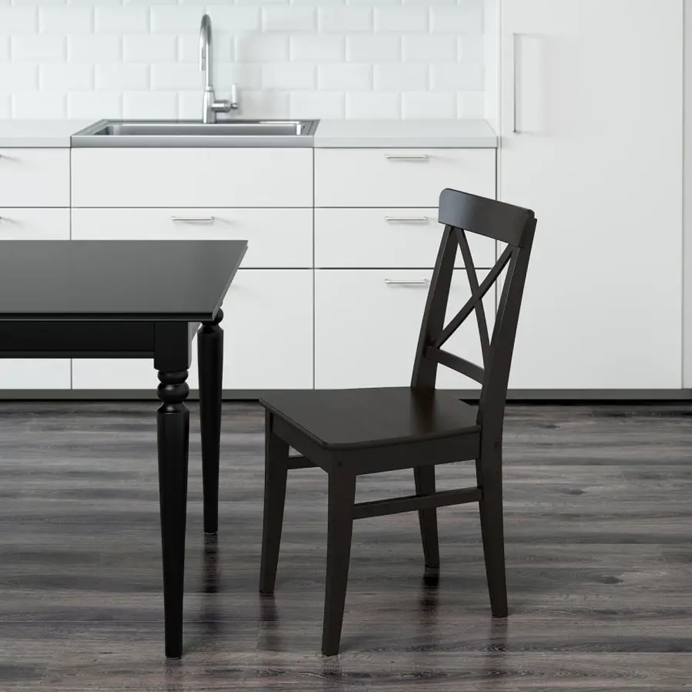 Стул деревянный - IKEA INGOLF, 91х43х52 см,  черный, ИНГОЛЬФ ИКЕА