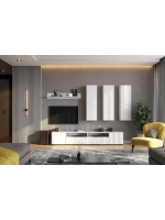 Модульная стенка со шкафом Белый текстурный 230х35х135