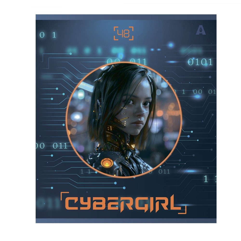 Тетрадь 48л, А5, клетка, Alingar, "Cibergirl" , скрепка,мелованный картон (стандарт), выб УФ лак, блок офсет, 5 дизайнов в пленке т/у