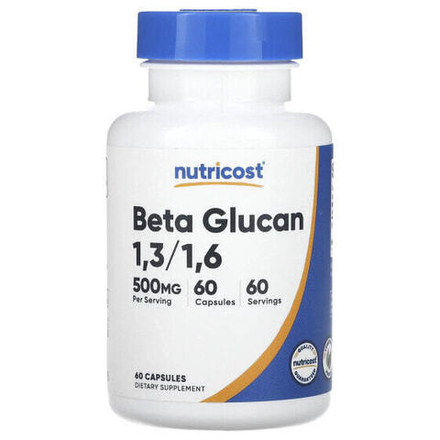 Бета-глюкан Nutricost, бета-глюкан 1,3/1,6, 500 мг, 60 капсул