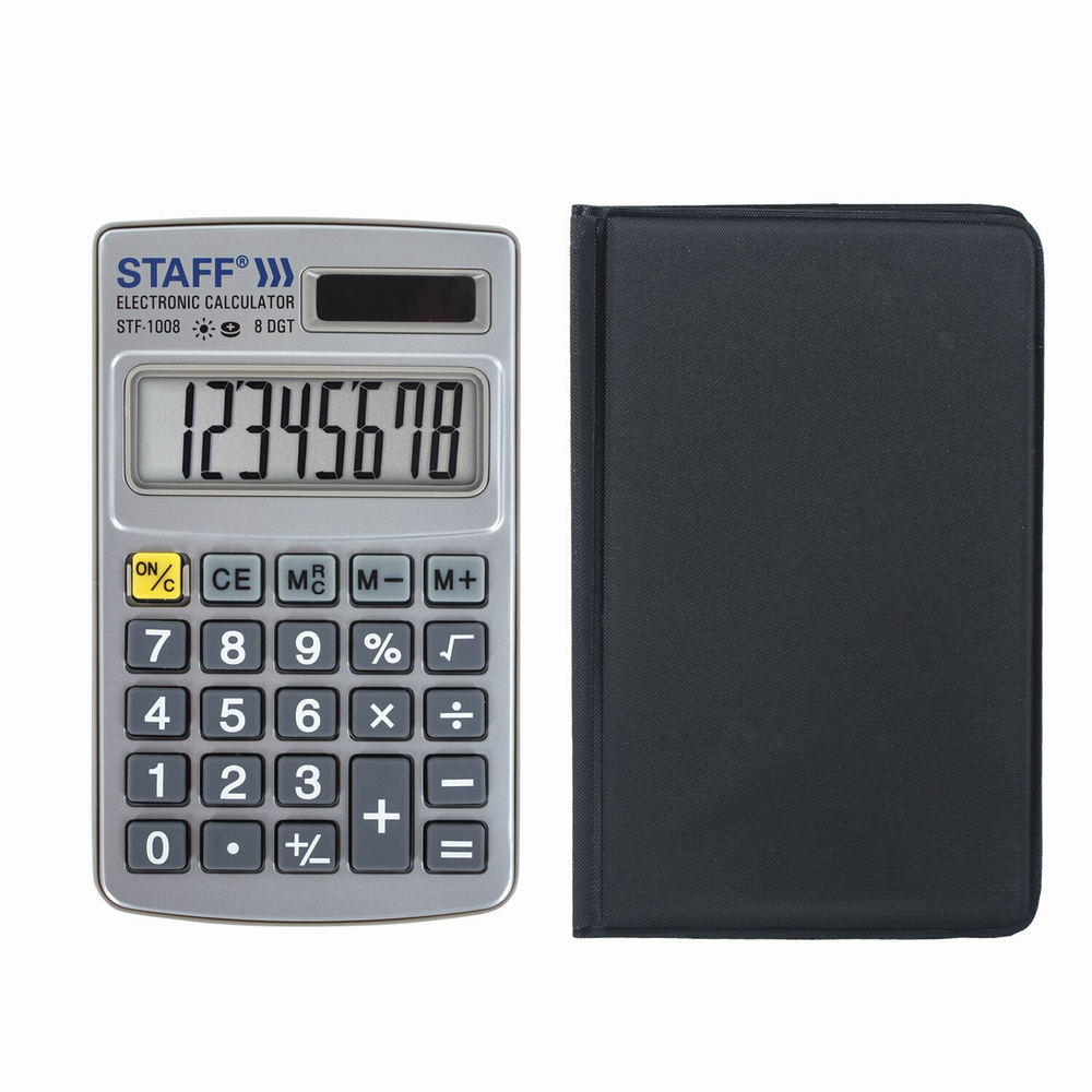 Калькулятор карманный металлический STAFF STF-1008 (103х62 мм) 8 разрядов двойное питание (2 штуки в упаковке)