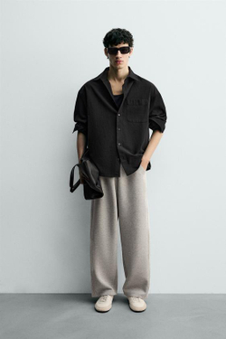 ZARA ДЖОГГЕРЫ С ДЕКОРАТИВНЫМИ ШВАМИ, СЕРЫЙ МЕЛАНЖ