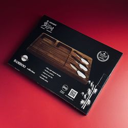 Lenardi 235-066 Сервировочная доска с приборами для сыра 38*26см TROPICAL в под.уп.(х12) Бамбук
