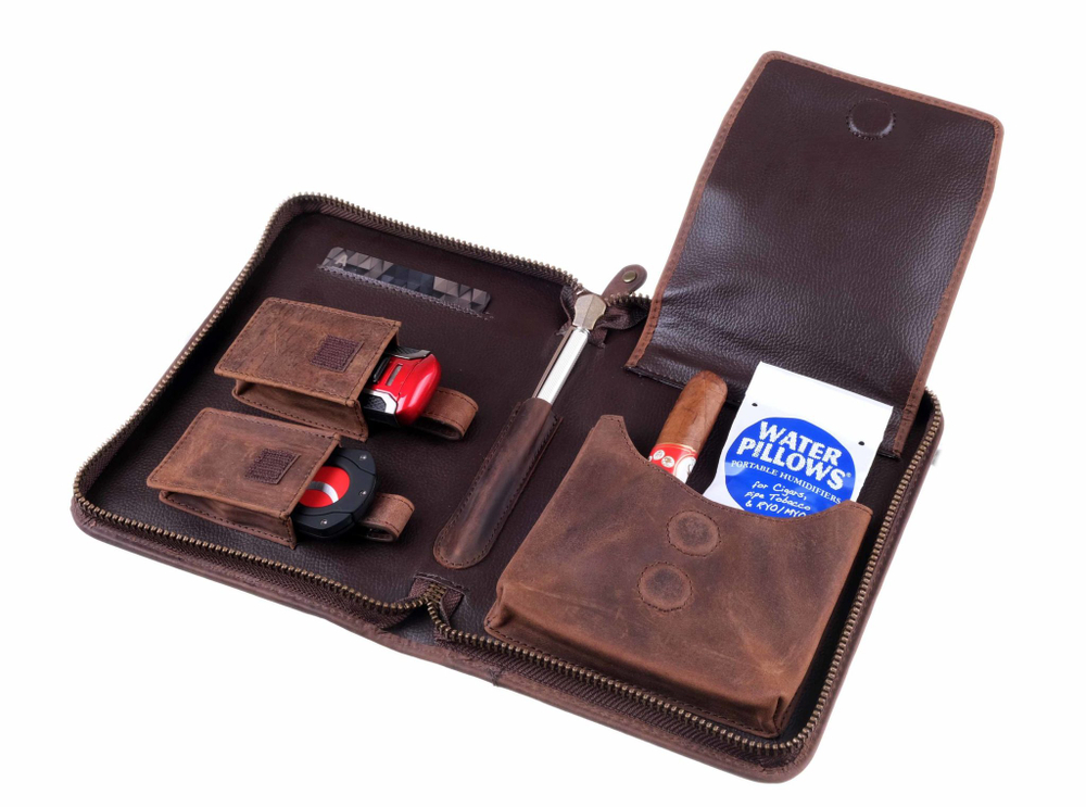 Cумка P&A на 6 сигар, натуральная буйволиная кожа C251-Buffalo