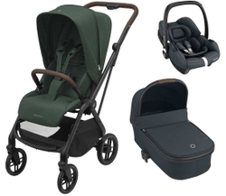 Детская коляска Maxi-Cosi Leona2 Oria 3 в 1 с автокреслом CabrioFix Essential graphite 1204403110 Twillic Green/1507750111 Essential Graphite