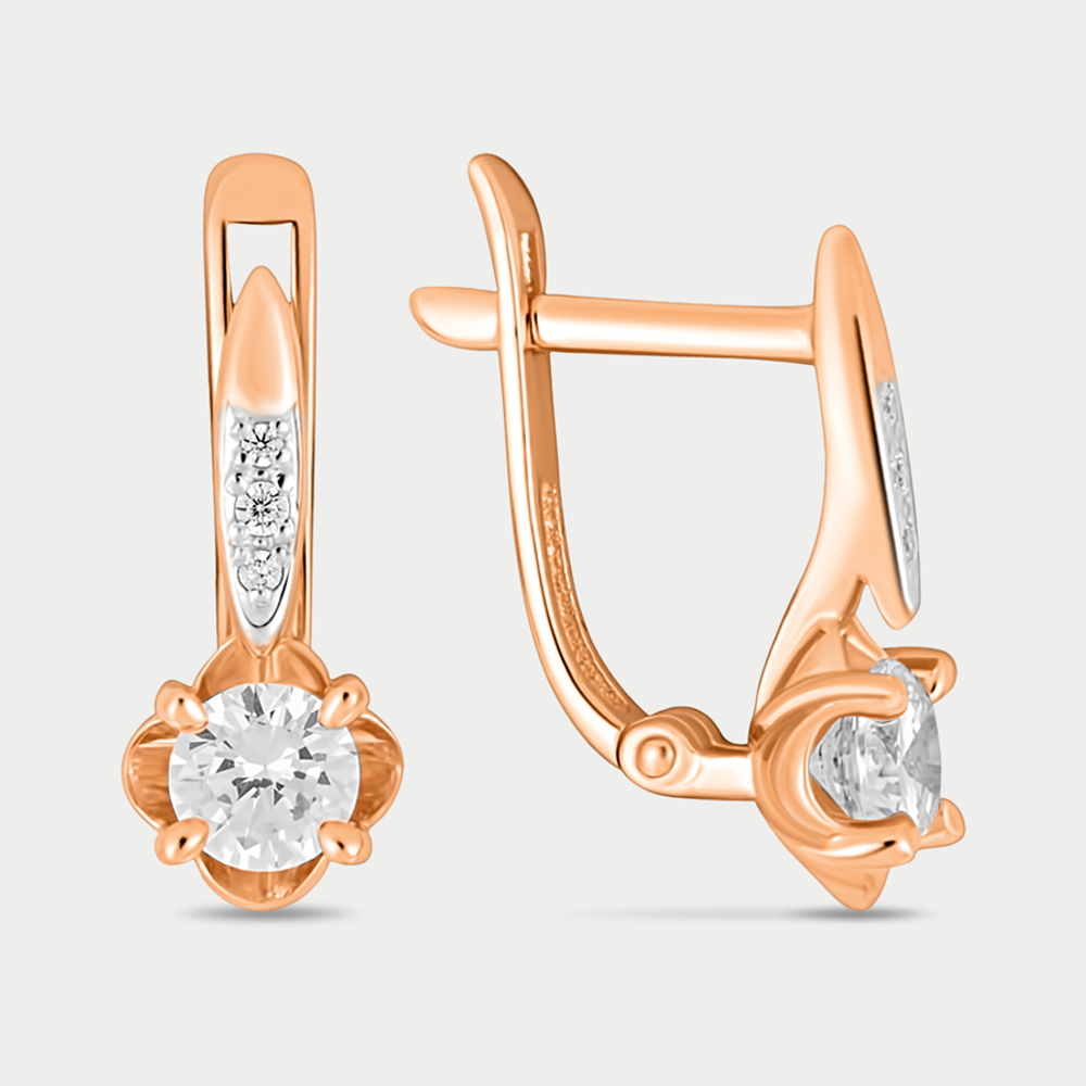 Серьги женские с фианитами из розового золота 585 пробы (арт. 20095800)